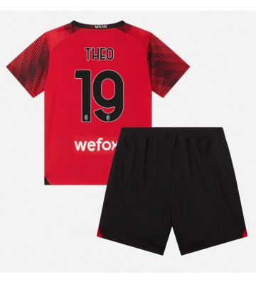 AC Milan Theo Hernandez #19 Koszulka Podstawowych Dziecięca 2023-24 Krótki Rękaw (+ Krótkie spodenki)